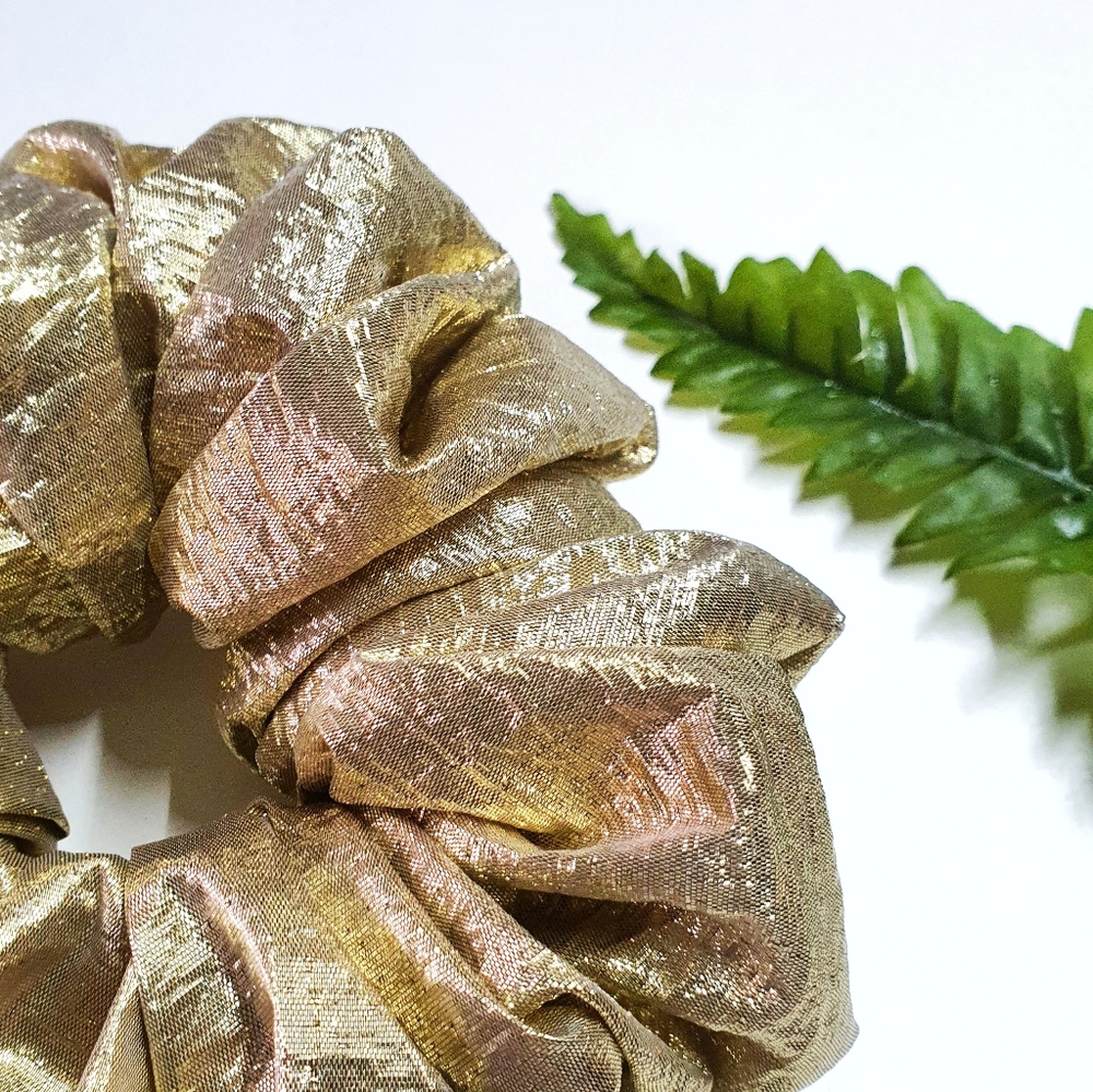 Large Gold Metallic Scrunchie - Picture 3 of 5